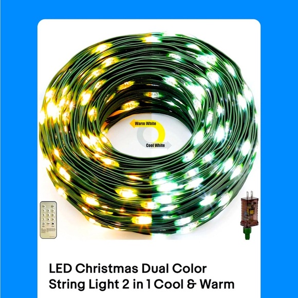 LED Christmas Dual Color String Light 2 in 1 Cool & Warm White Color Changing - Picture 2 of 3